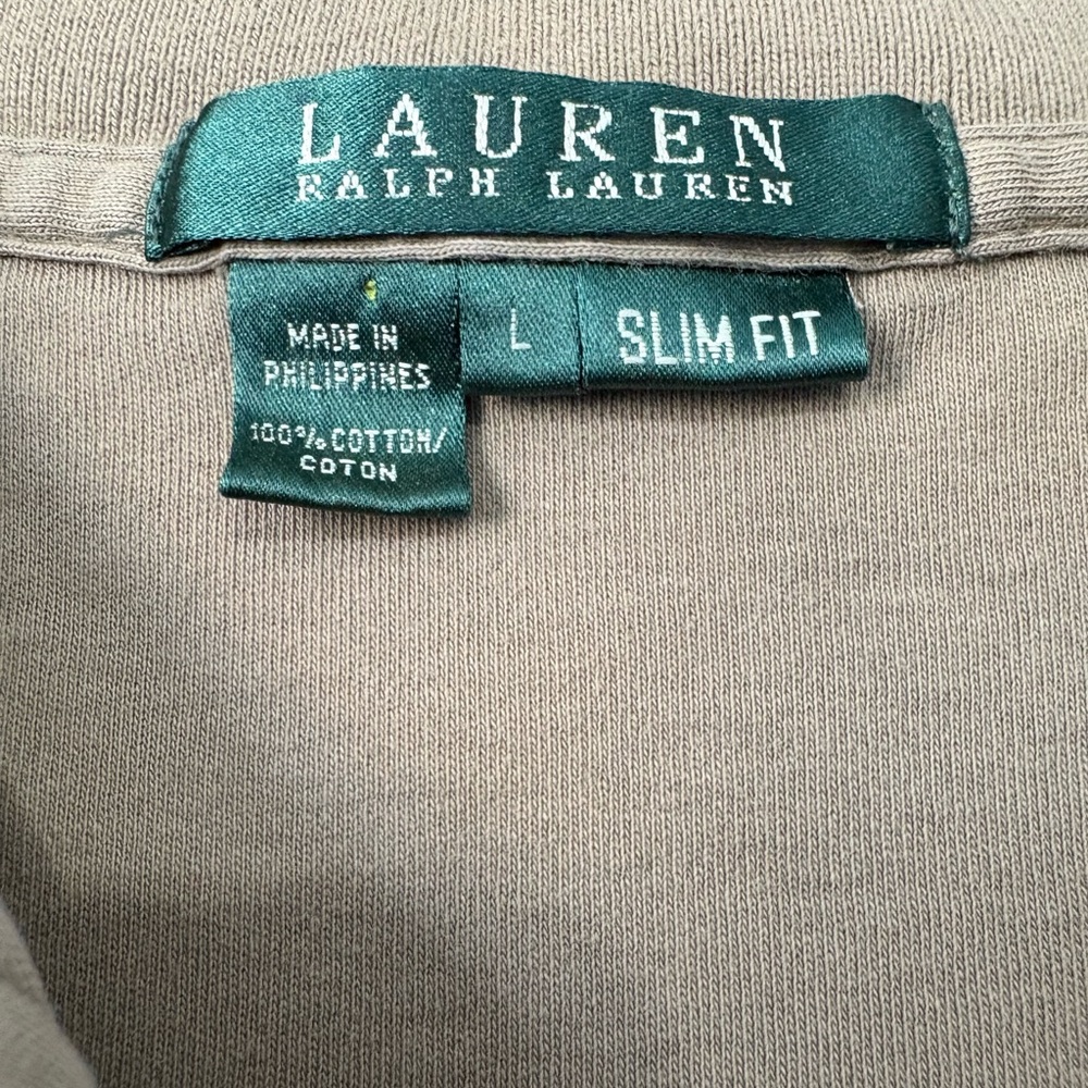 Lauren Ralph Lauren Olive Green Polo Crop Top Size Large Cotton Slim Fit Y2K - Picture 3 of 7